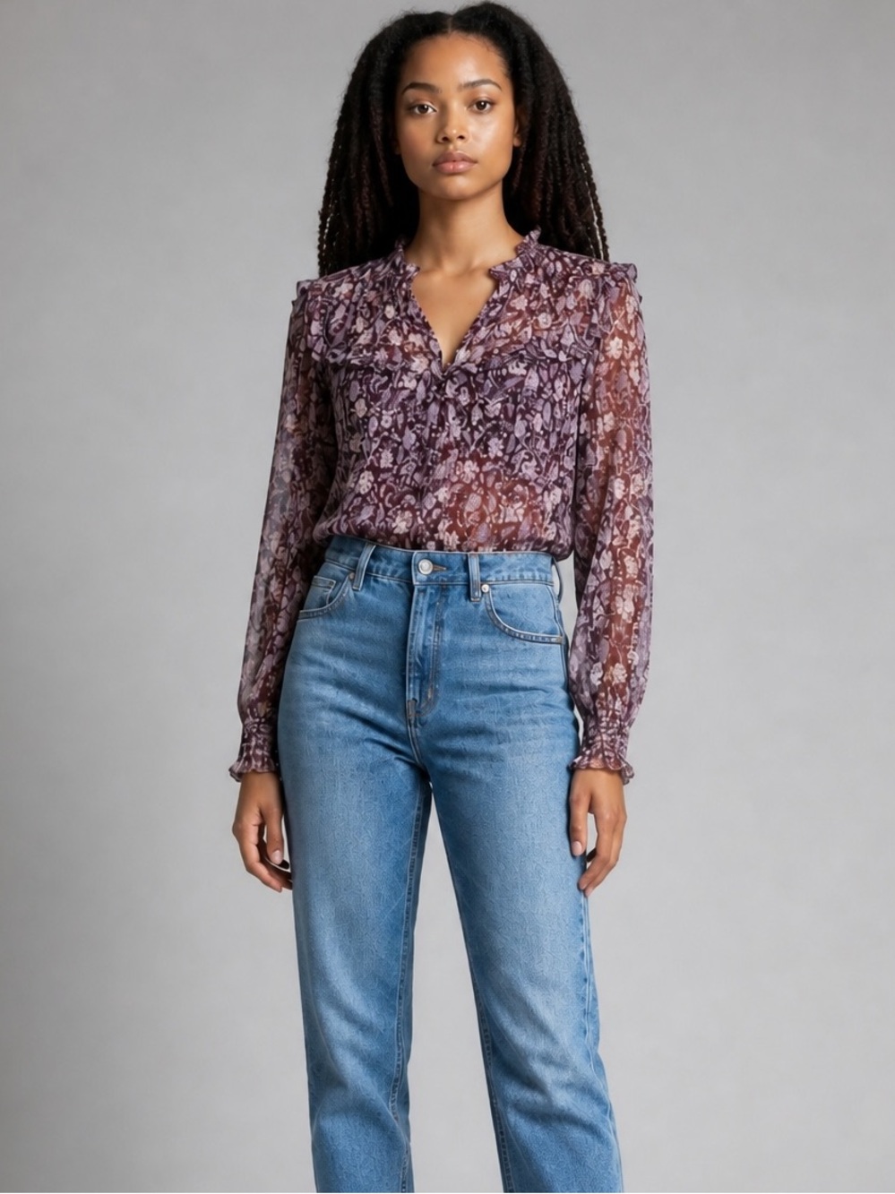 Draper James Floral Purple Blouse